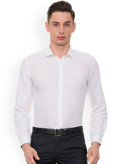 

V Dot Men White Slim Fit Solid Formal Shirt