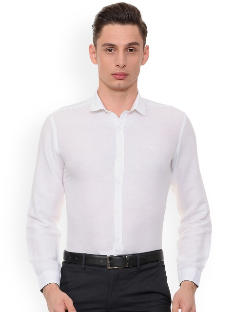 

V Dot Men White Slim Fit Solid Formal Shirt