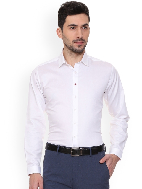 

V Dot Men White Slim Fit Solid Formal Shirt