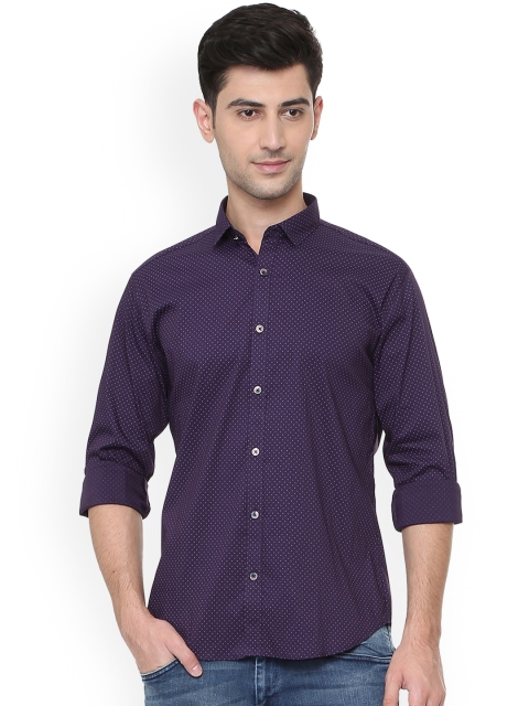 

V Dot Men Purple Slim Fit Printed Casual Shirt