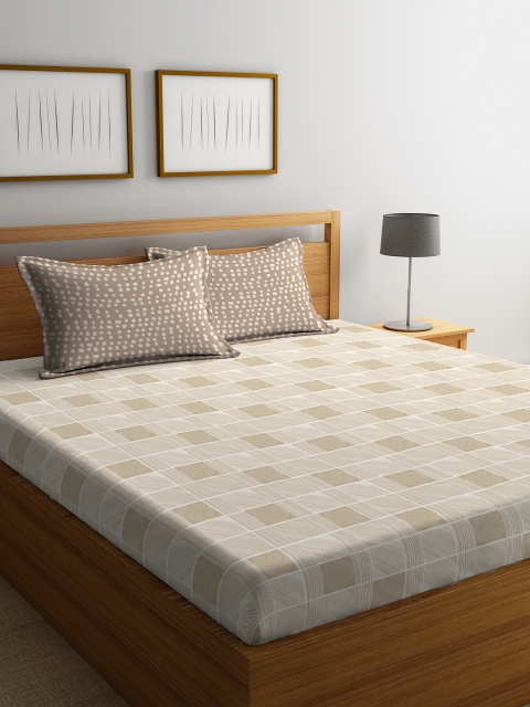 

Portico New York Brown Geometric 144 TC Cotton 1 King Bedsheet with 2 Pillow Covers