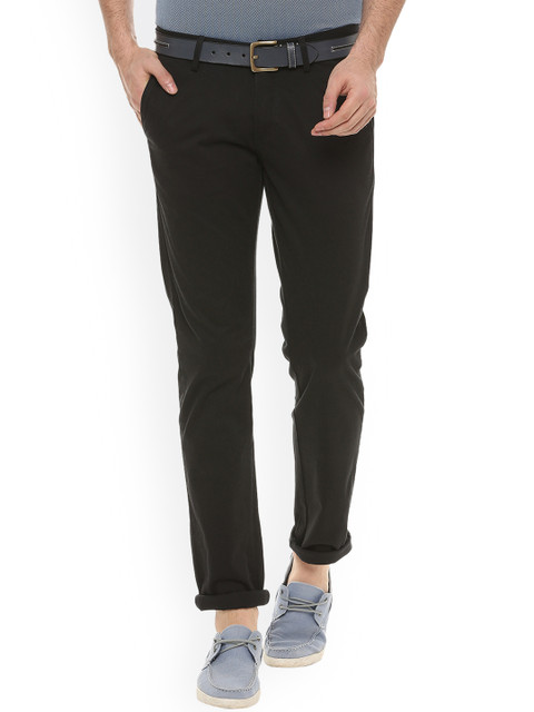 

Allen Solly Men Black Slim Fit Solid Regular Trousers