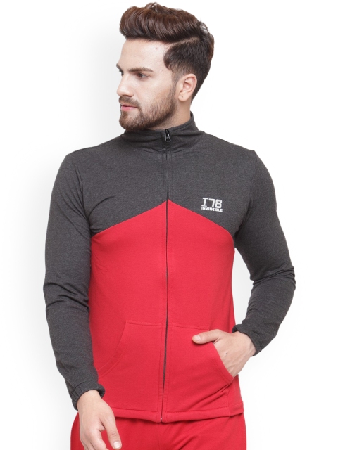 

Invincible Men Charcoal Colourblocked Sporty Jacket