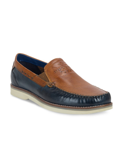 

Bugatti Men Brown & Blue Leather Formal Loafers