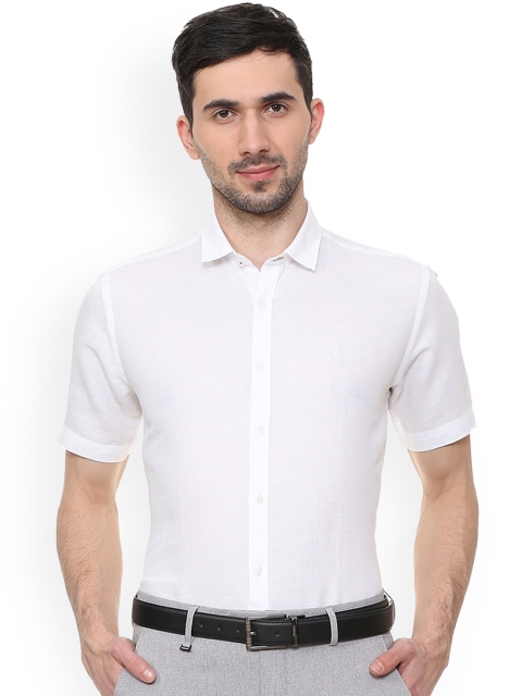 

V Dot Men White Slim Fit Solid Formal Shirt