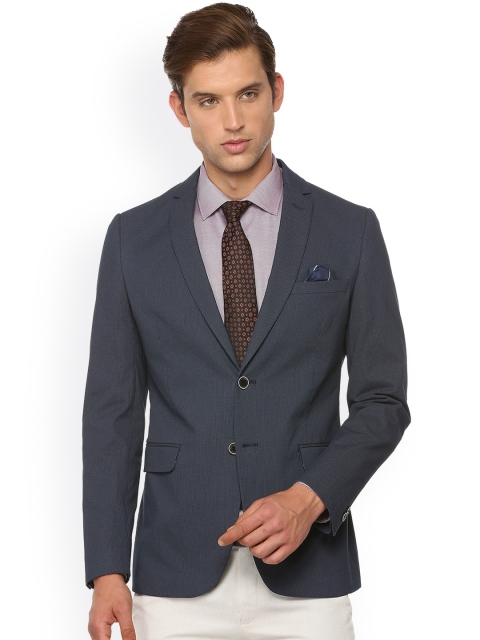 

Van Heusen Sport Men Blue Self-Design Slim-Fit Single-Breasted Blazer