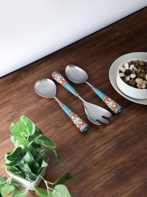 

VarEesha Set Of 3 Stainless Steel Hand-Painted Spoons Set, Multi