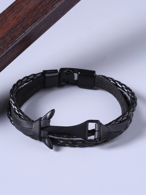 

Dare by Voylla Black Leather Wraparound Handcrafted Bracelet