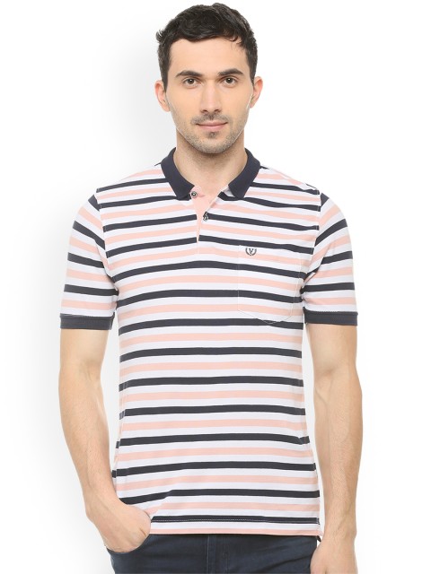 

Van Heusen Sport Men Pink Striped Polo Collar T-shirt