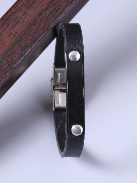 

Dare by Voylla Black Leather Wraparound Handcrafted Bracelet