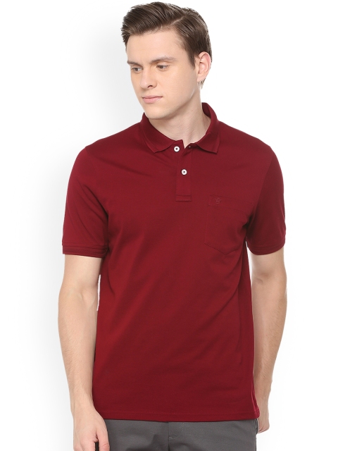 

Louis Philippe Men Maroon Solid Polo Collar T-shirt LPKWMRGBF15463