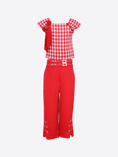 

CUTECUMBER Girls Red & White Checked Top with Capris