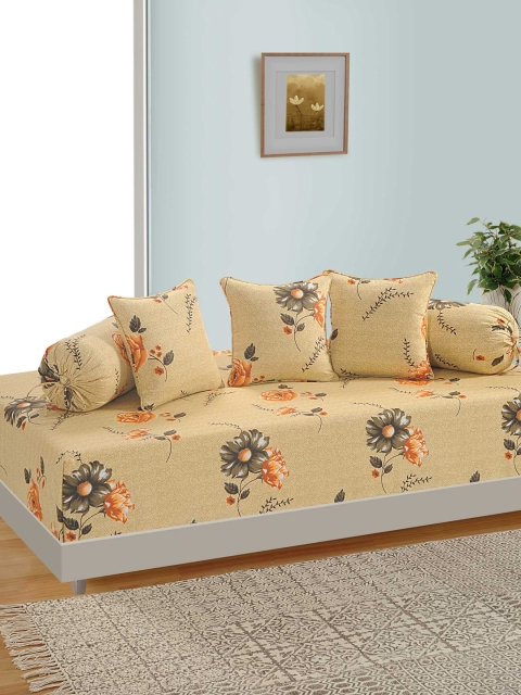 

SWAYAM Unisex Set Of 6 Beige Printed Diwan Set