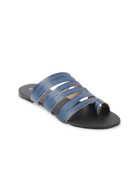 

SOLE HEAD Women Blue Solid One Toe Flats