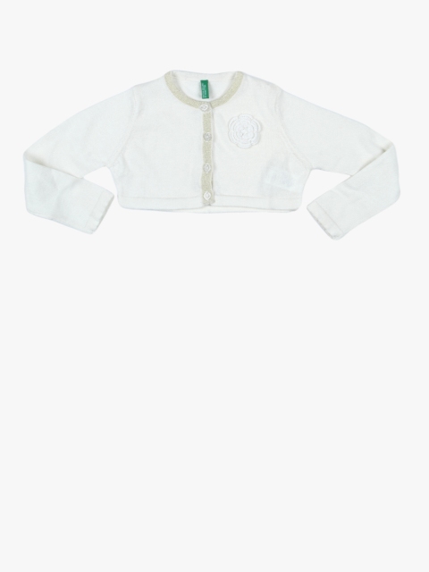 

United Colors of Benetton Girls Off-White Solid Cardigan