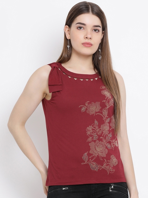 

Moda Elementi Women Maroon Printed Top