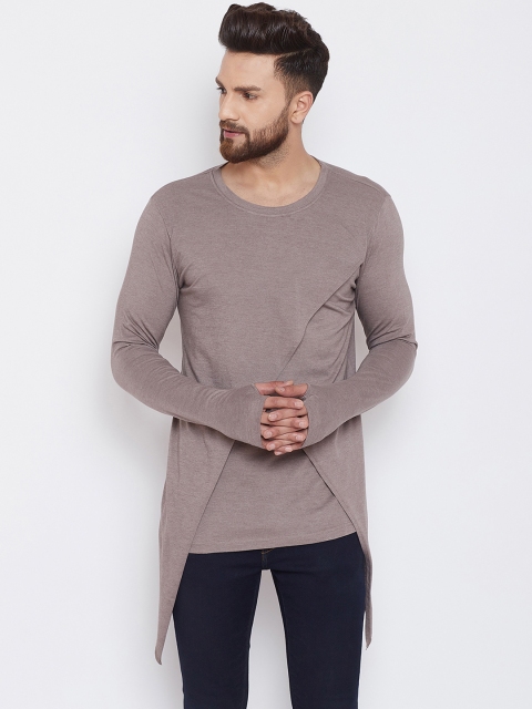 

CHILL WINSTON Men Rose Solid Round Neck Longline T-shirt
