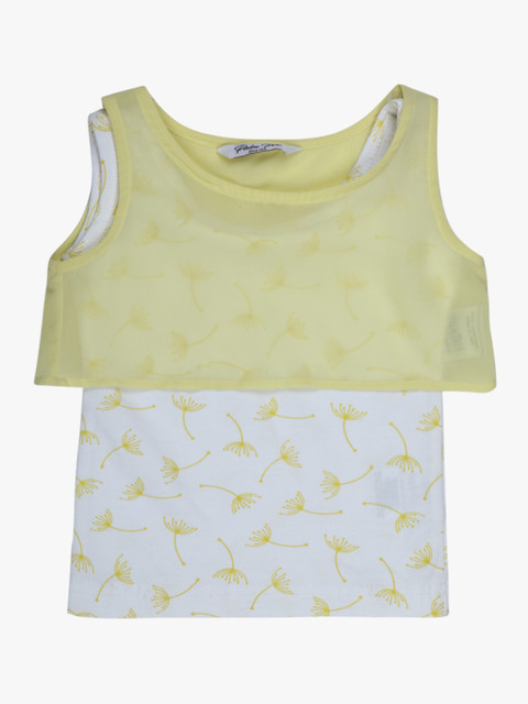 

Gini and Jony Girls Lime Green Printed Top
