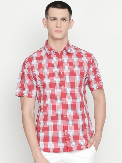 

BYFORD by Pantaloons Men Pink & White Regular Fit Checked Casual Shirt