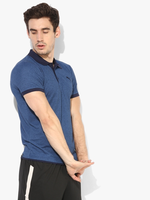 

Puma Men Blue Self Design Polo Collar T-shirt