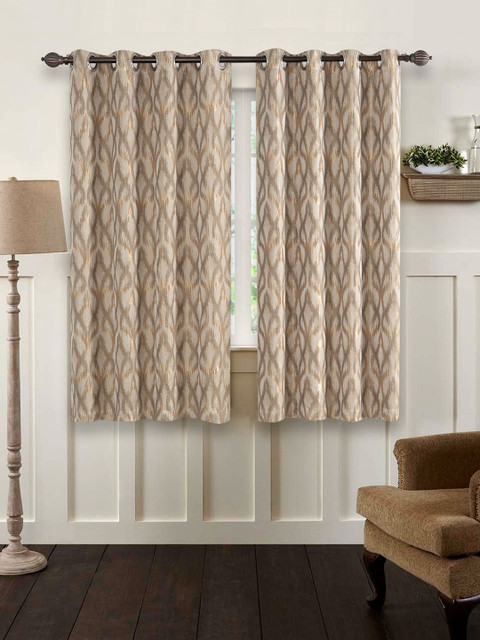 

Deco Window Set of 2 Brown Black Out Window Curtains, Beige