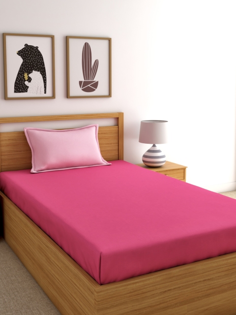 

Home Ecstasy Pink Solid 220 TC Cotton 1 Single Bedsheet with 1 Pillow Cover