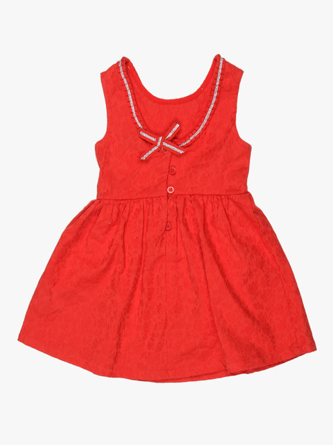 

United Colors of Benetton Girls Red Self Design Fit & Flare Dress