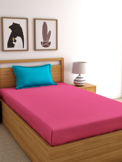 

Home Ecstasy Pink Solid 220 TC Cotton 1 Single Bedsheet with 1 Pillow Cover