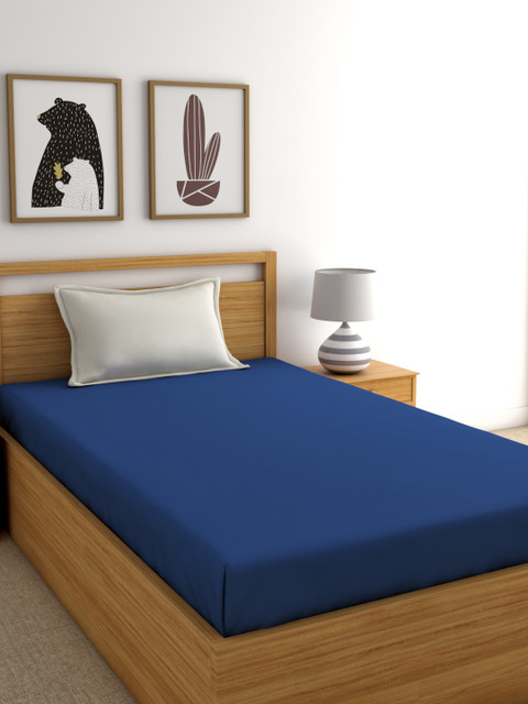 

Home Ecstasy Blue Solid 220 TC Cotton 1 Single Bedsheet with 1 Pillow Covers