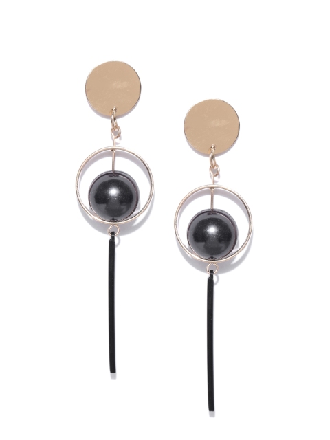

OOMPH Gold-Toned & Black Spherical Drop Earrings