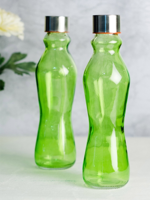 

GOODHOMES Set of 2 Green Water Bottles with Airtight Cap