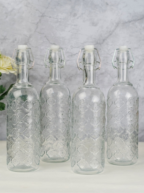 

GOODHOMES Set of 4 Transparent Water Bottles with Airtight Flip Swing Cap