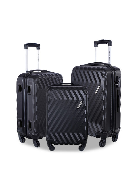 

Nasher Miles Unisex Black Set of 3 Textured Trolley Bags