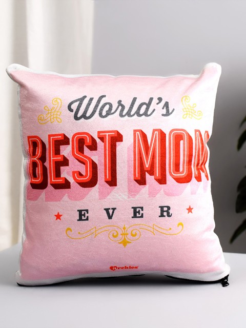 

Archies Pink & Black Printed Square Cushion