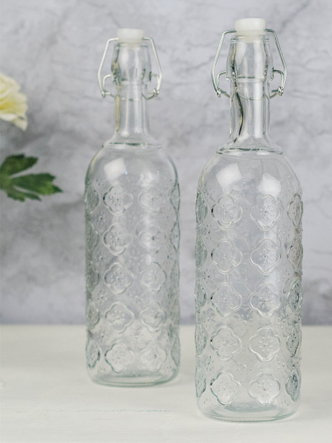 

GOODHOMES Set of 2 Transparent Water Bottles with with Airtight Flip Swing Cap