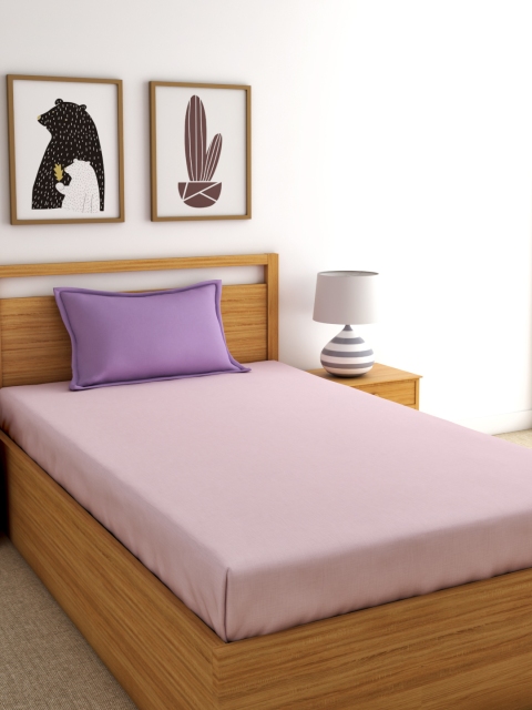

Home Ecstasy Pink Solid 220 TC Cotton 1 Single Bedsheet with 1 Pillow Covers