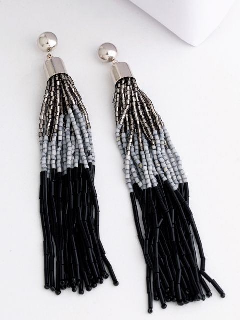 

Voylla Silver-Toned Contemporary Drop Earrings