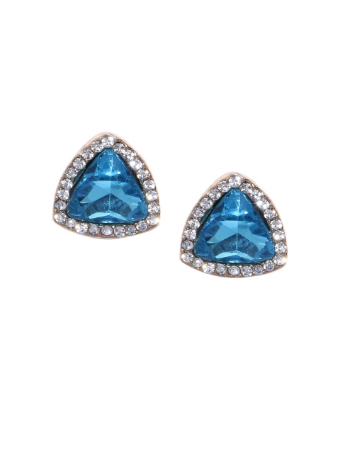

OOMPH Gold-Toned & Blue Triangular Studs