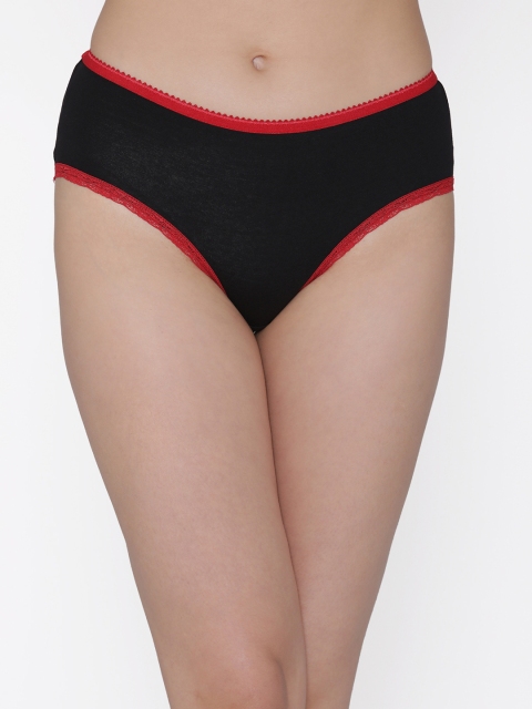 

Clovia Women Black Solid Mid Rise Hipster Briefs PN3217P13XL