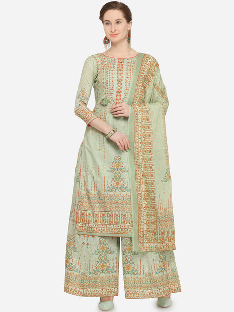 

Stylee LIFESTYLE Green Pure Cotton Unstitched Dress Material