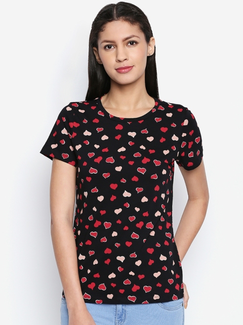 

Honey by Pantaloons Women Black Printed Pure Cotton Top