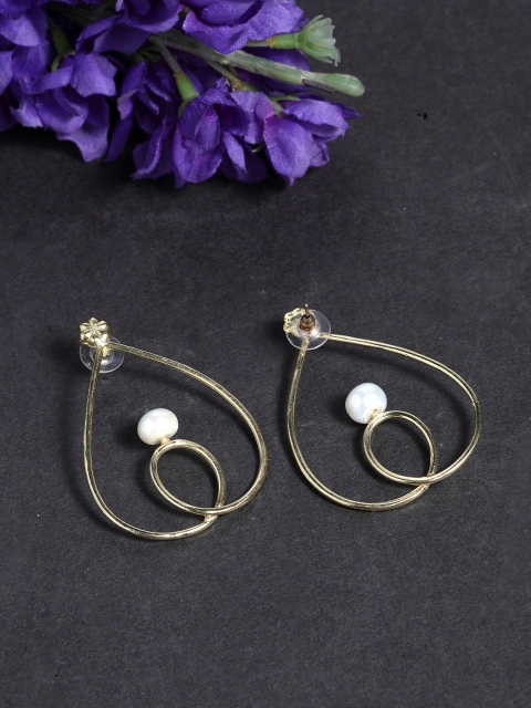 

SASSAFRAS Gold-Plated Teardrop Shaped Drop Earrings
