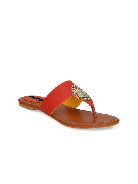 

Kielz Women Red Solid T-Strap Flats
