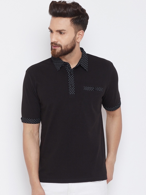 

Hypernation Men Black Solid Polo Collar T-shirt