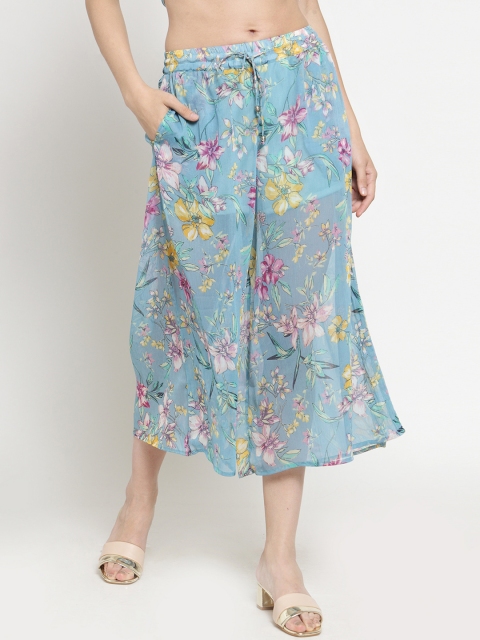 

Sera Women Blue & Yellow Printed Flared Palazzos