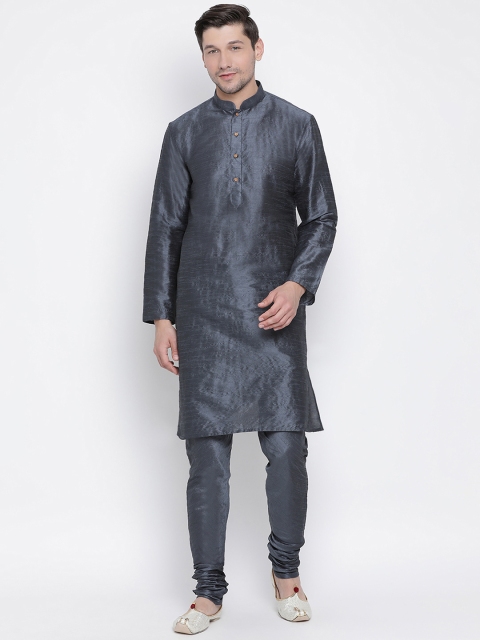 

VASTRAMAY Men Grey Self Design Kurta with Churidar