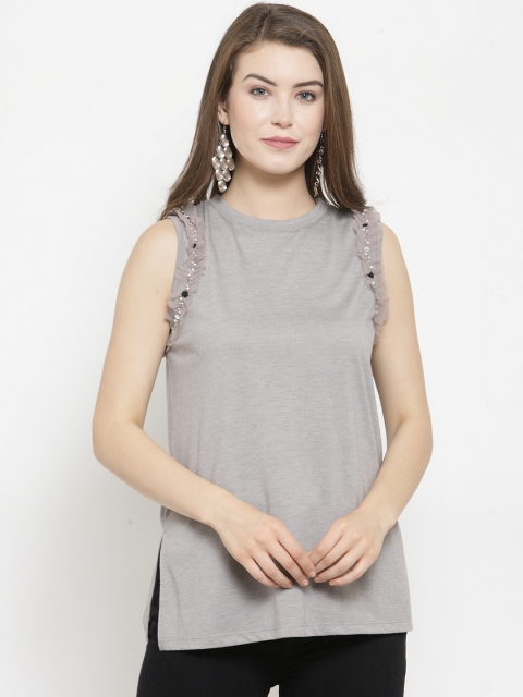 

WESTCLO Women Grey Embellished Top