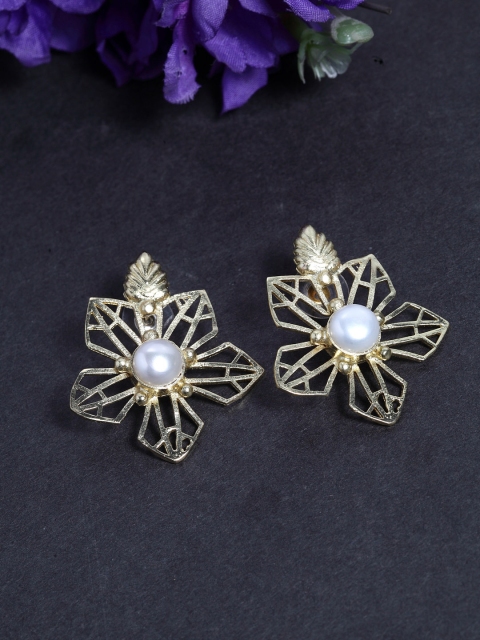 

SASSAFRAS Gold-Plated Floral Drop Earrings