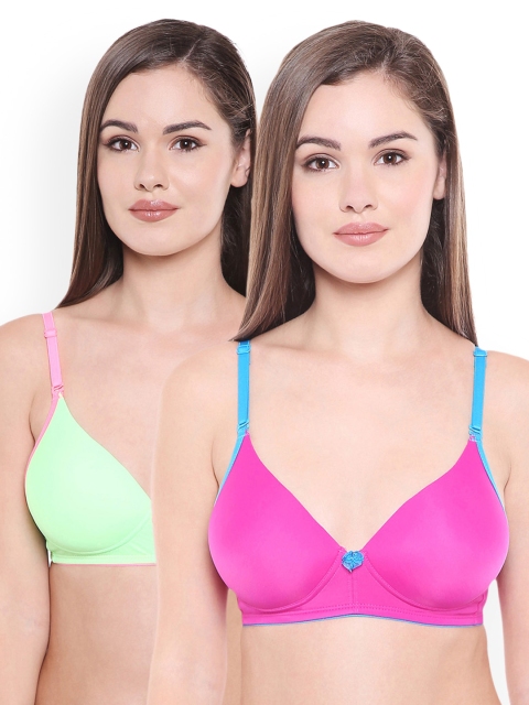 

Bodycare Assorted Solid Pack Of 2 Non-Wired Heavily Padded Push-Up Bra E6568NGRRA