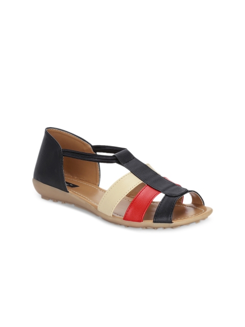 

Kielz Women Black & Red Colourblocked Open Toe Flats